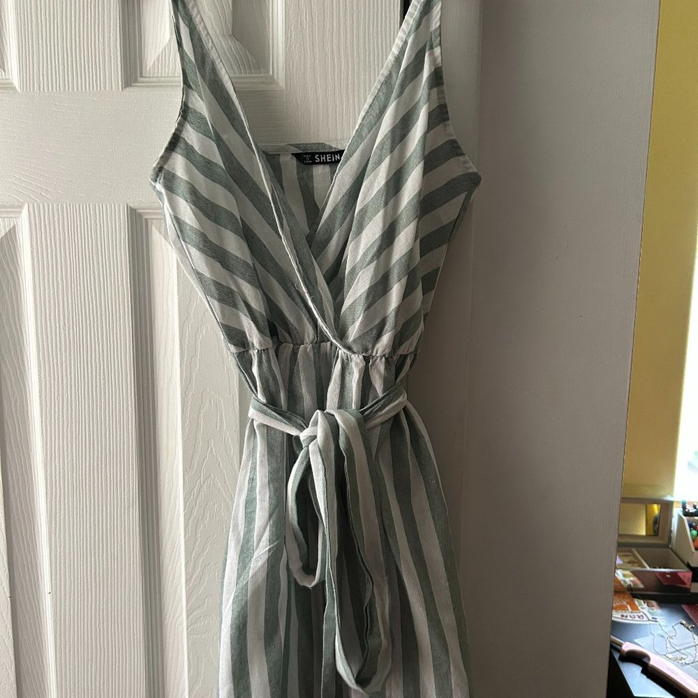 Shein Green and White Stripped Sundress